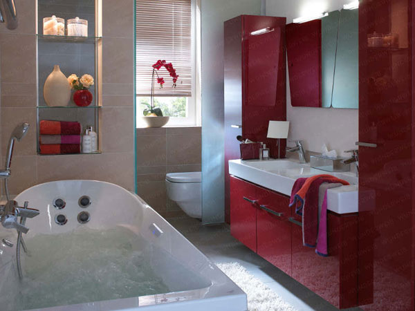 Red Tiny Bathroom Design