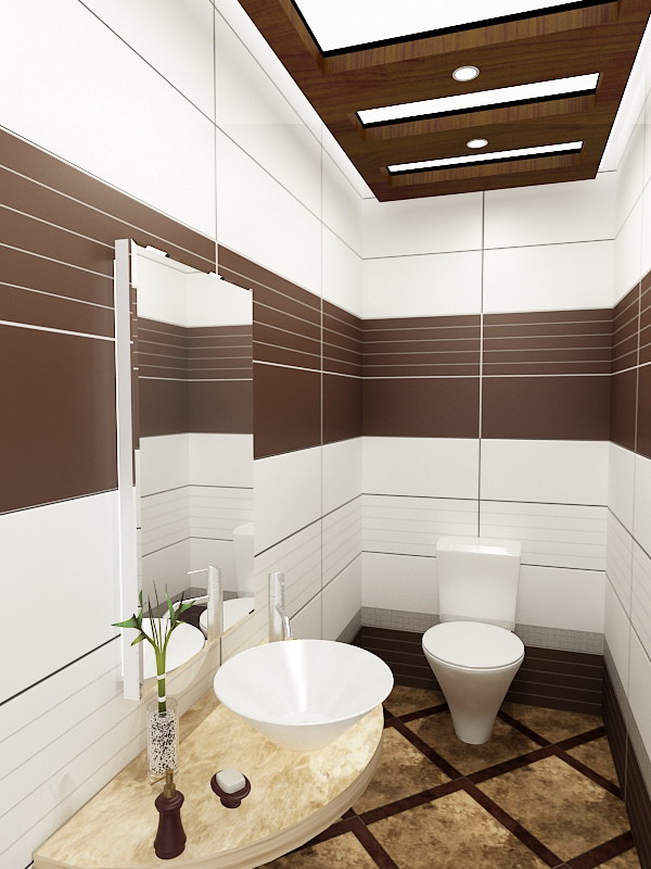 Small Brown And White Bathroom