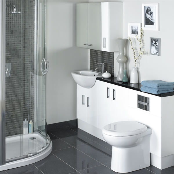 White Compact Bathroom Layout