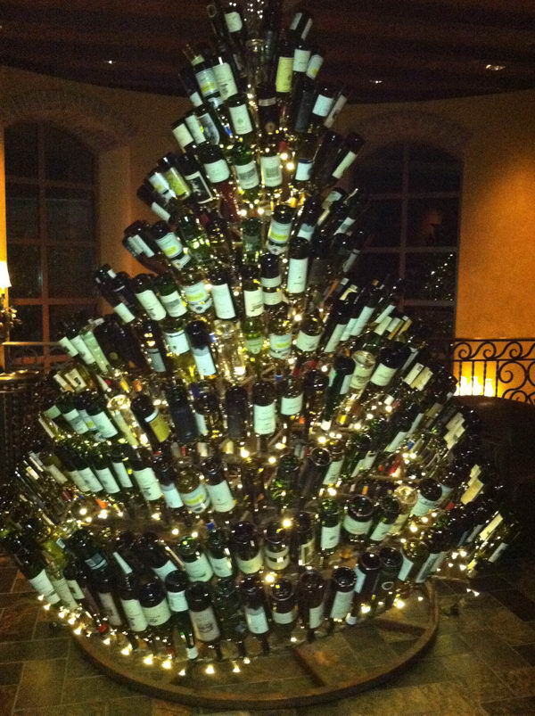 Christmas Tree Made with Recycled Wine Bottles.