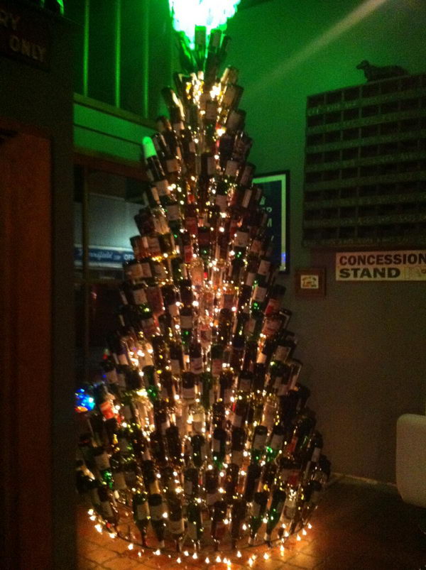 Wine Bottle Christmas Tree. 
