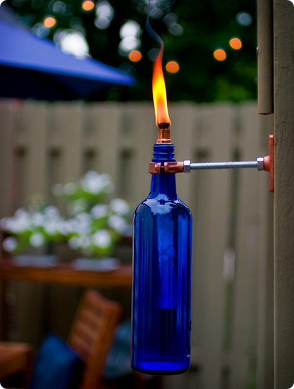 Recycled Wine Bottle Torch. 