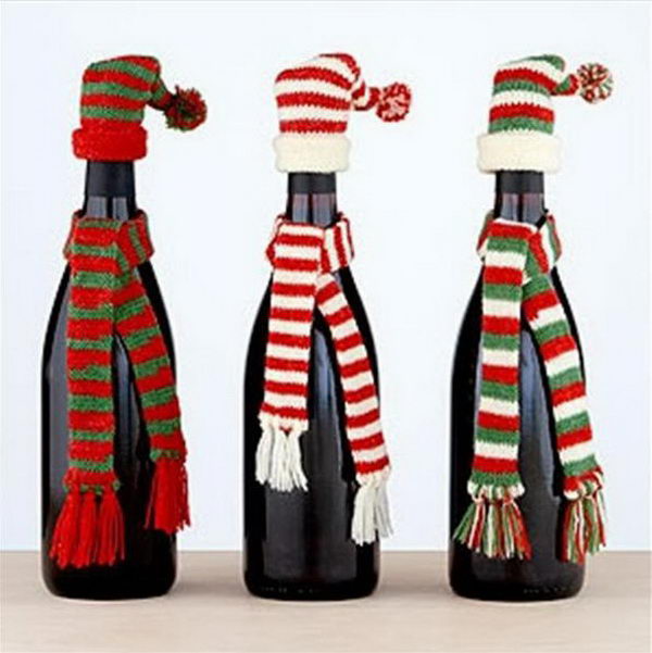 Christmas Crafts with Wine Bottles. 