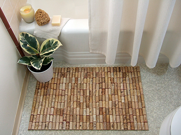 Wine Cork Bath Mat. That bath mat made out of cork is amazing. What a great idea! 