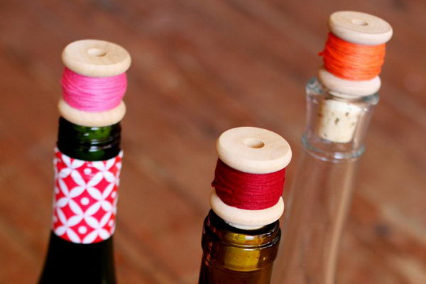 DIY Wine Cork Thread Spool. 
