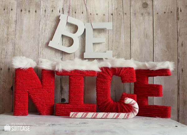 Santa Yarn Cardboard Letters