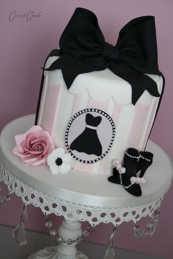 Pink and Black Display Cake,