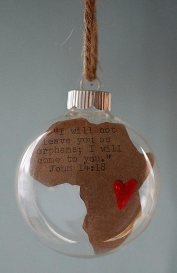 Africa Map Glass Ball Fundraising Idea. This ornament is for a mission trip fundraiser idea, and you can put it on a tree at the church.