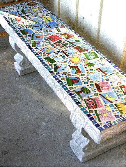 DIY Painted Bench for School Auction,