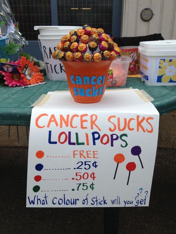 Cancer Sucks Fundraising Idea. Nice idea for an simple fundraiser.