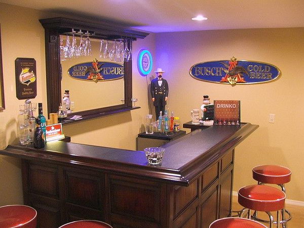 L Shaped Layout for Small Bar.