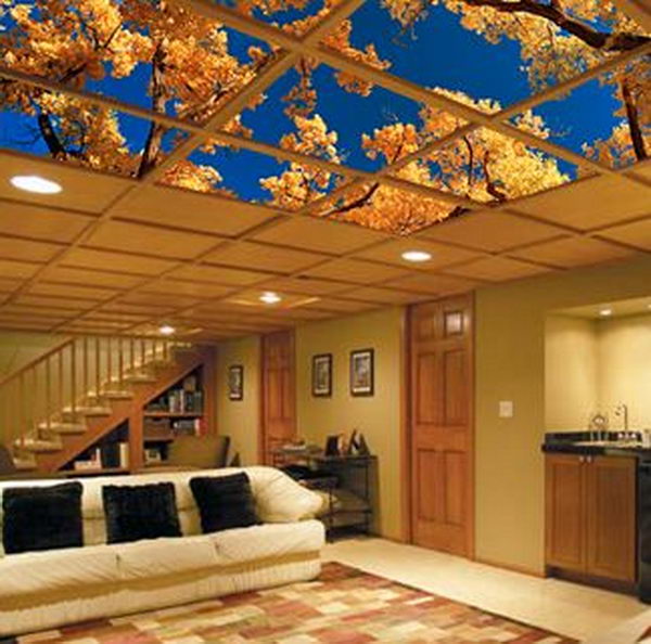 Ceiling art fits easily into your dropped ceiling or suspended ceiling grid and provides not only easy access to pipes and wires overhead but creates a larger than life appearance for the overall space.