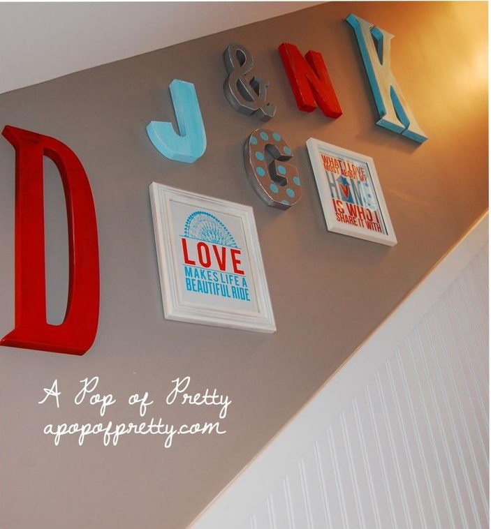 Big Monogram Letters on Wall. Big monogram letters were hand painted and placed on walls to represent the members of our family.