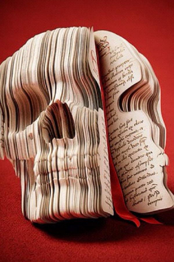 Skull Book Sculpture,