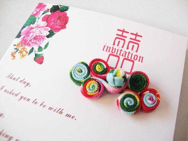 Chinese Wedding Invitation Fabric Flowers,