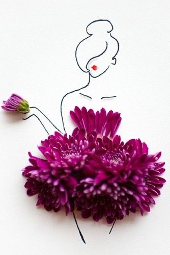 Clever Floral Fashion Sketch.