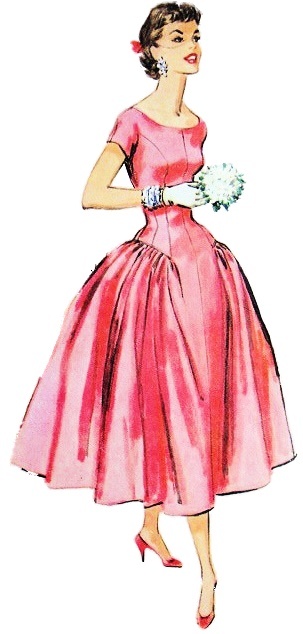 1950s Fashion Outfit Sketch. Brightly coloured clothes and accessories became fashionable in the 1950s and the bikini was developed.