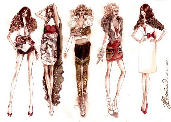 Summer Fashion Sketches Collection.