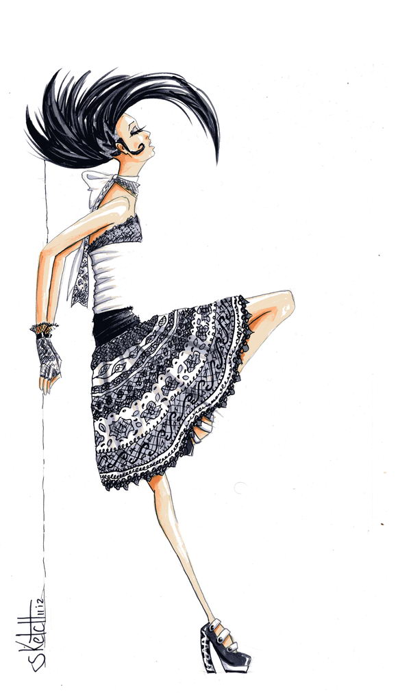 Skirt Fashion Sketch.