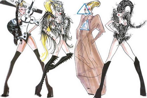 Lady Gaga Wearing Armani Sketches.