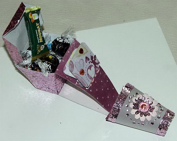 Shoe Shaped Candy Holder. This a very girly candy box in pink, shaped like a high heel.