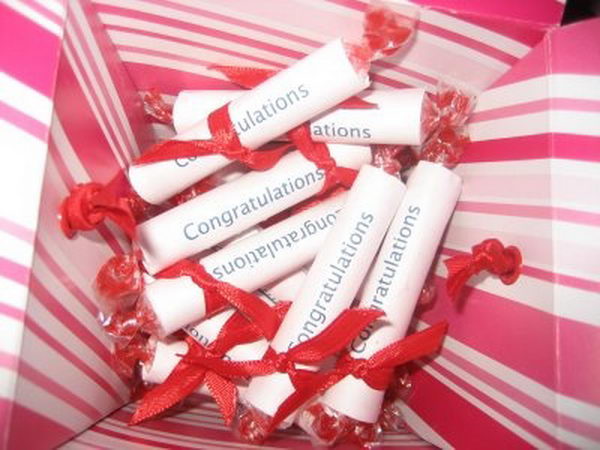 Scroll Graduation Favor. This has got to be the cutest and simplest little favor to make.