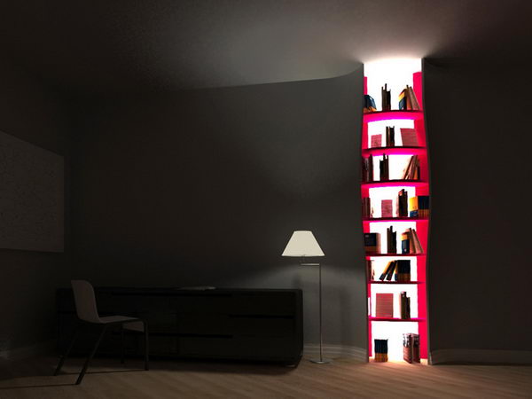 Build-in Bookshelves with Backlighting,