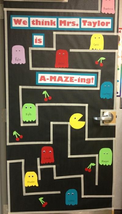 We Think You Are A-MAZE-ing. Want to let your teacher friends know what an a-MAZE-ing job they're doing? This Pac Man themed bulletin board created by Erica Bowman offers a fun, colorful way to show your appreciation!