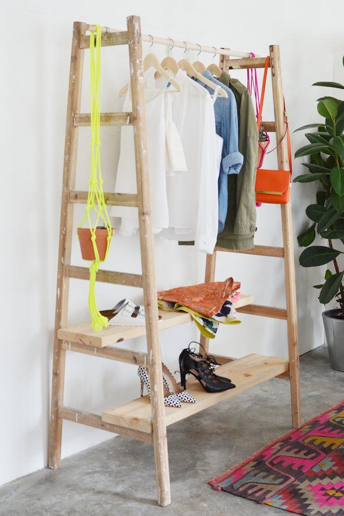 You can also make a wardrobe out of a ladder.