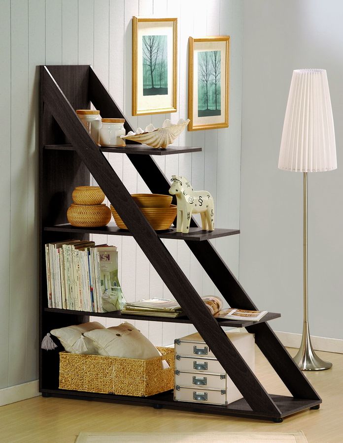 This ladder bookshelf could also be used as a room divider.