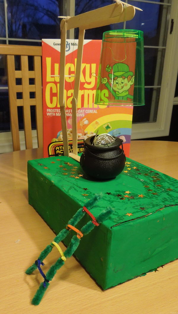 You can also build a little more complicated Leprechaun Trap, by including a simple machine, such as a lever, pulley, or wedge.