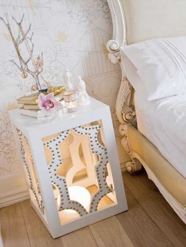 Creative nightstand which makes your bedroom looks more interesting.