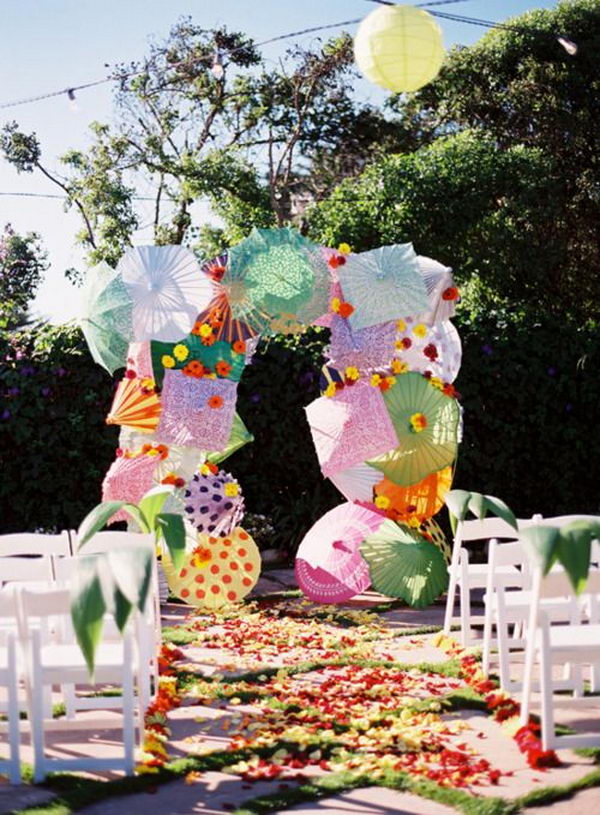 Colorful Umbrella Wedding Arch,