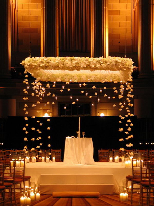 Romantic Wedding Chuppah. The floating flowers and candles would be a cute idea.