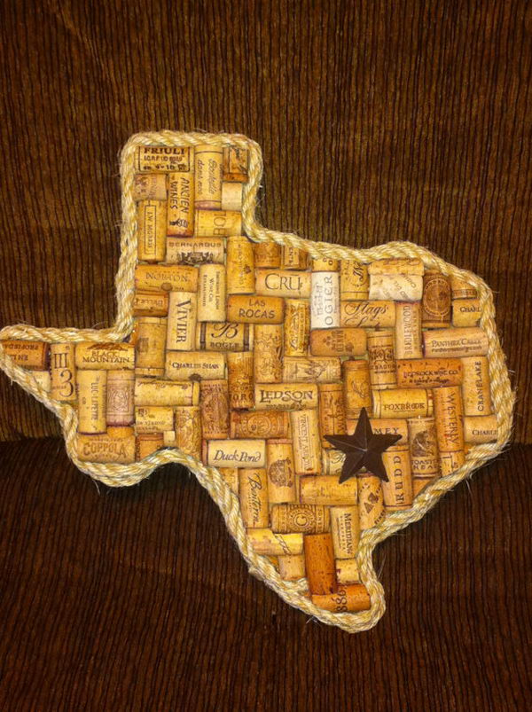 The Texas shaped wine cork board is cool.