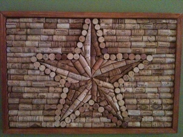 It would be cool to hang this five-pointed star wine cork board on wall.