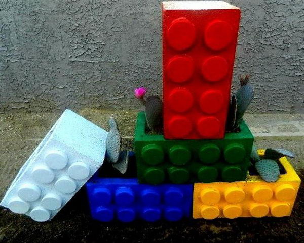 DIY Cinderblock Lego Planter.