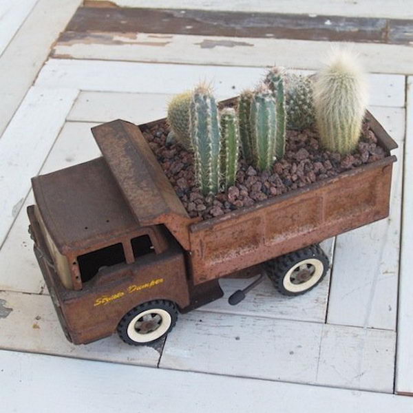 Planted Vintage Dump Truck.