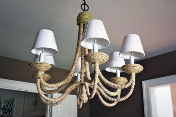 Rope-Wrapped Chandelier.