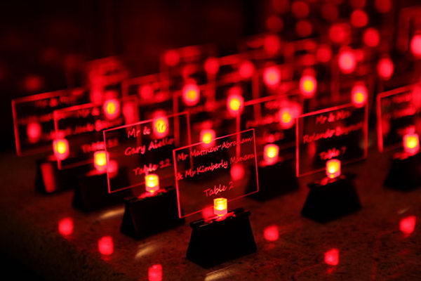 LED Wedding Table Cards.