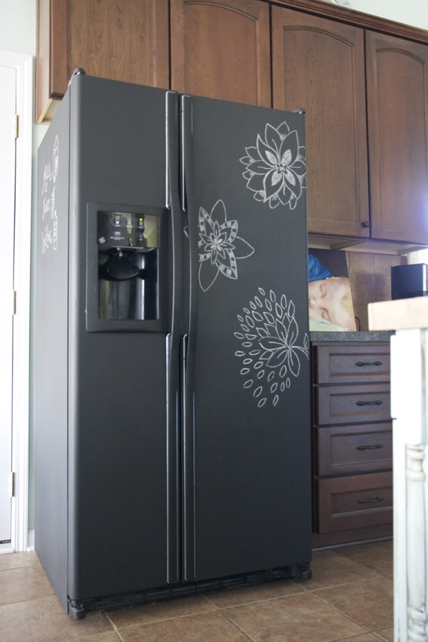Chalkboard Painting on a Refrigerator.