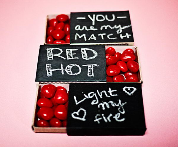Valentine Chalboard Matchboxes.
