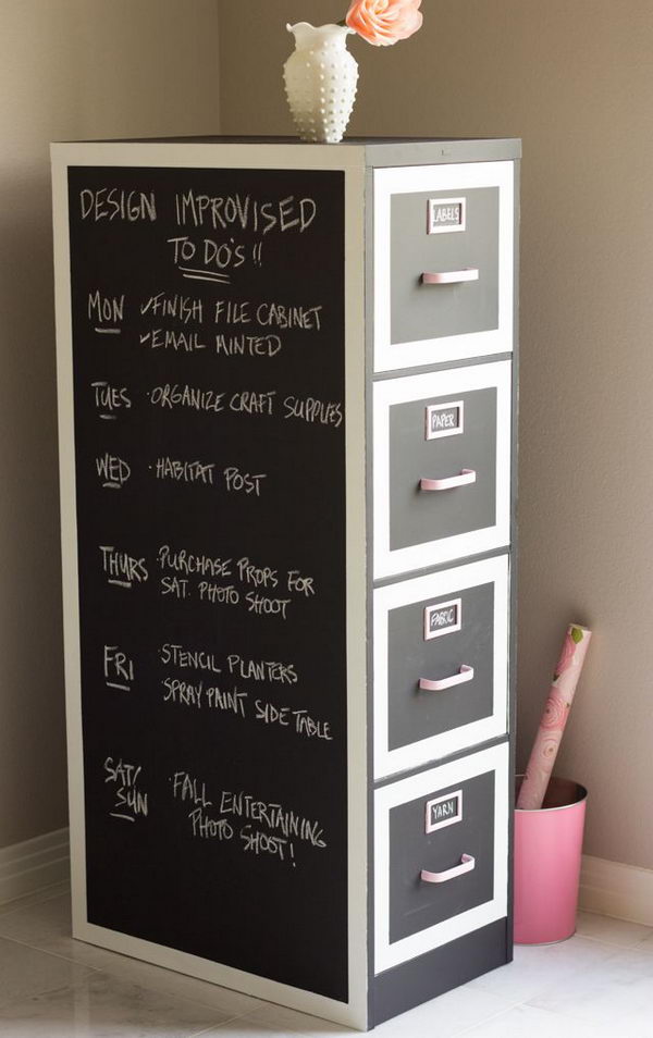 Chalkboard Paint File Cabinet Makeover.