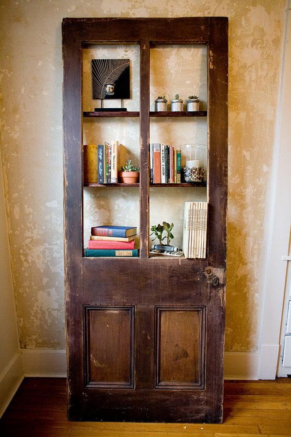 Repurposed Bookcase Made from Door.