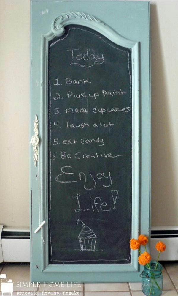 Repurposed Chalkboard Made from Door.