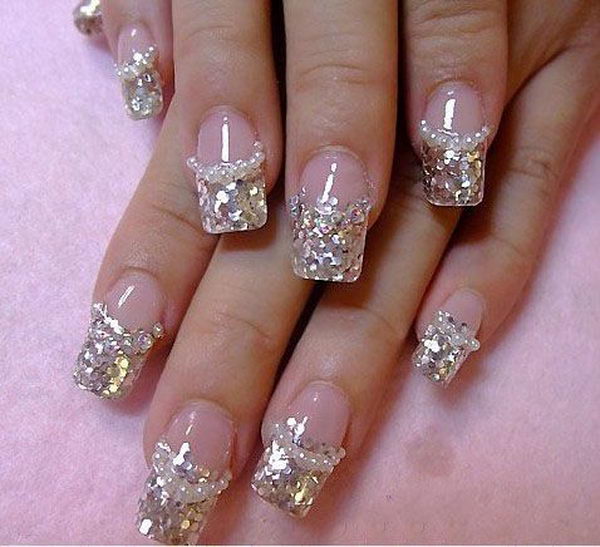 Glitter 3D Diamonds Nail Design, 3D nail art is a technique for decorating nails that creates three dimensional designs.