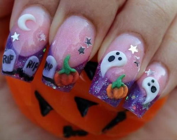 Cute 3D Halloween Nails, 3D nail art is a technique for decorating nails that creates three dimensional designs.