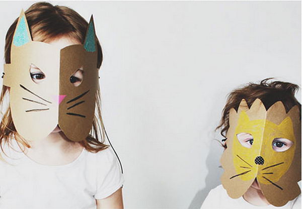 DIY Paper Card Stock Animal Masks. DIY Halloween Mask Crafts for Kids, which are embellished in rich colors and fine design. They are perfect props for Halloween pretend play which fosters imagination and creativity in children.