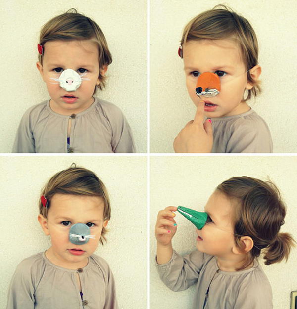 DIY Animal Noses. DIY Halloween Mask Crafts for Kids, which are embellished in rich colors and fine design. They are perfect props for Halloween pretend play which fosters imagination and creativity in children.