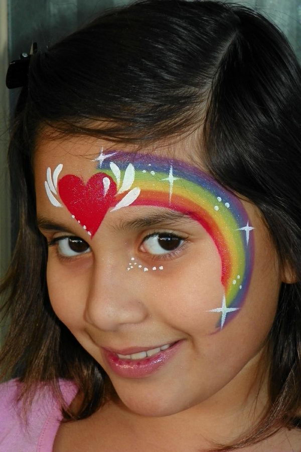 Rainbow. Cool Face Painting Ideas For Kids, which transform the faces of little ones without requiring professional-quality painting skills.